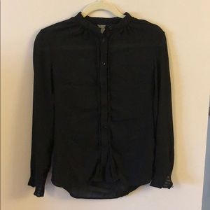 Black chiffon button down